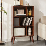 Mid-Century Rubberwood Vertical Closed Bookcase Brown Image - 4