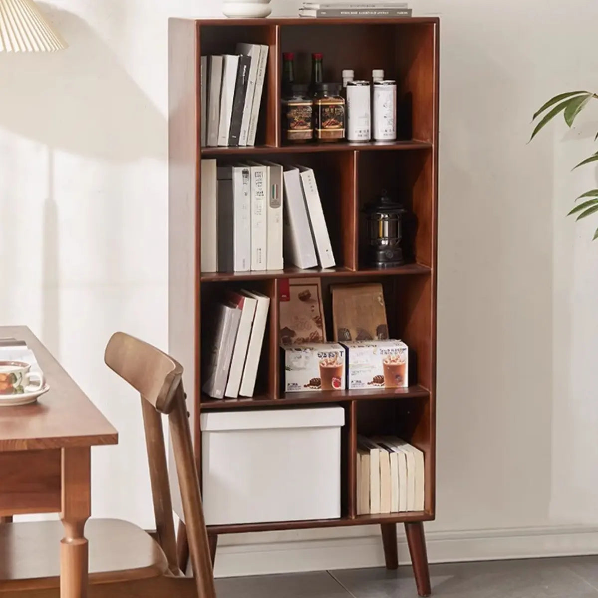 Mid-Century Rubberwood Vertical Closed Bookcase Brown Image - 8
