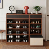 Mid-century style wall-mounted shoe cabinet and storage unit for the entryway. Image - 1