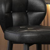 Mid-Century Upholstered Swivel Bar Stool with Padded Backrest Image - 11