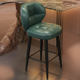 Mid-Century Upholstered Swivel Bar Stool with Padded Backrest Image - 2