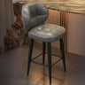 Mid-Century Upholstered Swivel Bar Stool with Padded Backrest Image - 7
