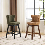 Mid-Century Upholstered Swivel Wingback Bar Stools Set of 2 Image - 1