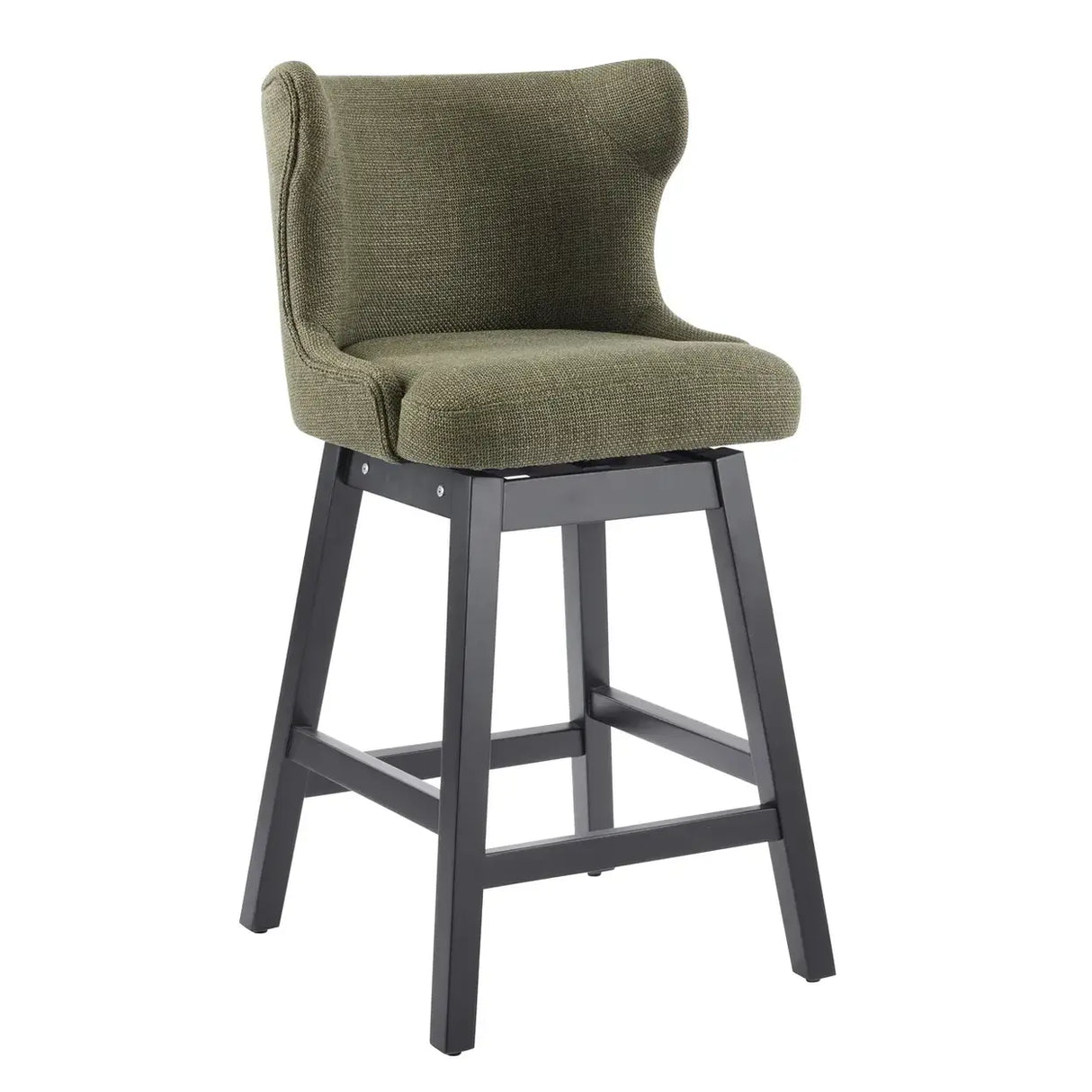 Mid-Century Upholstered Swivel Wingback Bar Stools Set of 2 Image - 10