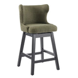 Mid-Century Upholstered Swivel Wingback Bar Stools Set of 2 Image - 10
