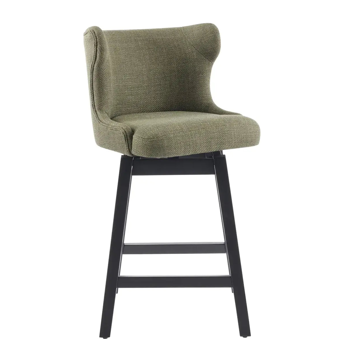 Mid-Century Upholstered Swivel Wingback Bar Stools Set of 2 Image - 13