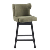 Mid-Century Upholstered Swivel Wingback Bar Stools Set of 2 Image - 13