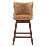 Mid-Century Upholstered Swivel Wingback Bar Stools Set of 2 Image - 16