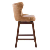 Mid-Century Upholstered Swivel Wingback Bar Stools Set of 2 Image - 17