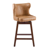 Mid-Century Upholstered Swivel Wingback Bar Stools Set of 2 Image - 18