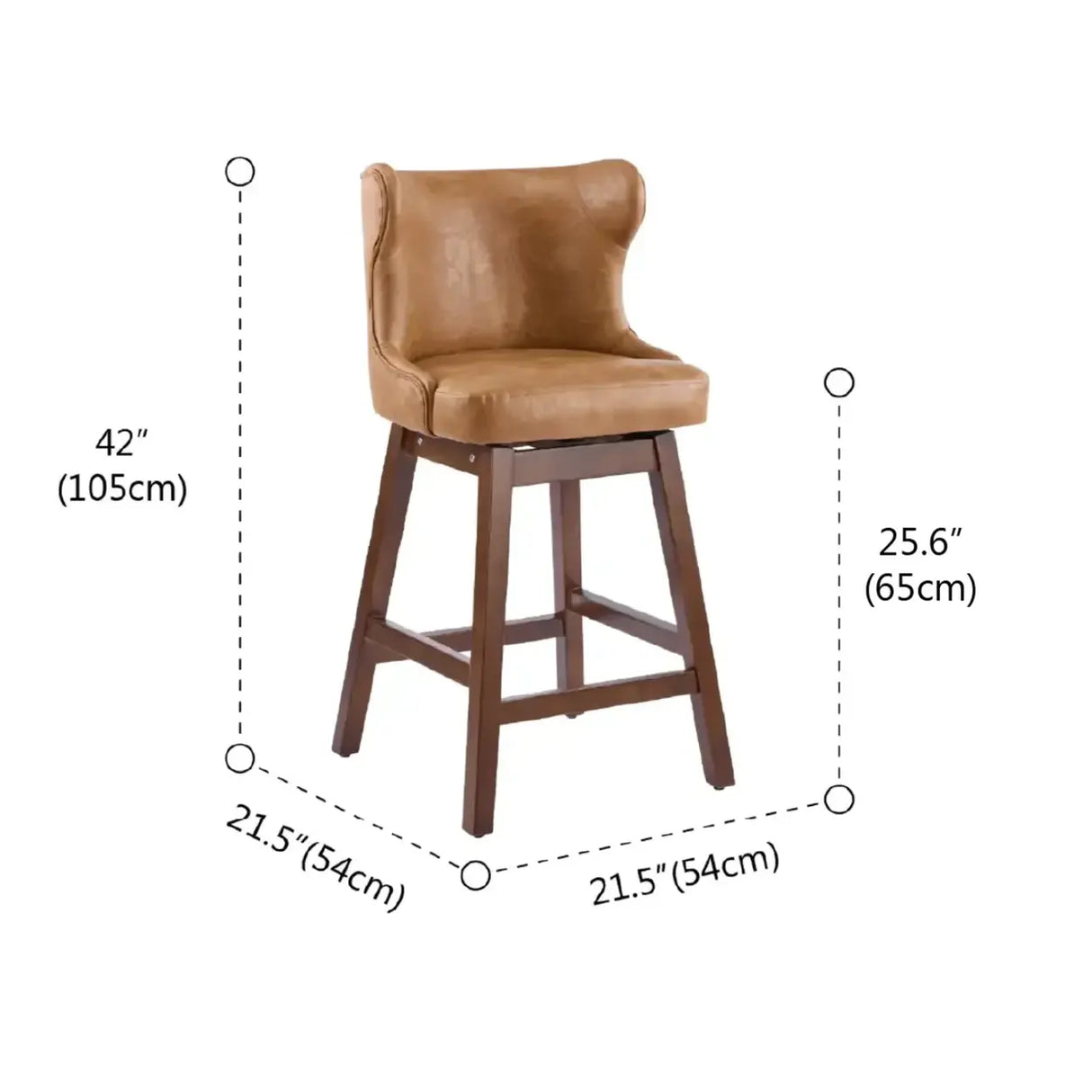 Mid-Century Upholstered Swivel Wingback Bar Stools Set of 2 