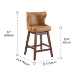 Mid-Century Upholstered Swivel Wingback Bar Stools Set of 2 #size