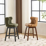 Mid-Century Upholstered Swivel Wingback Bar Stools Set of 2 Image - 3