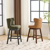Mid-Century Upholstered Swivel Wingback Bar Stools Set of 2 Image - 7