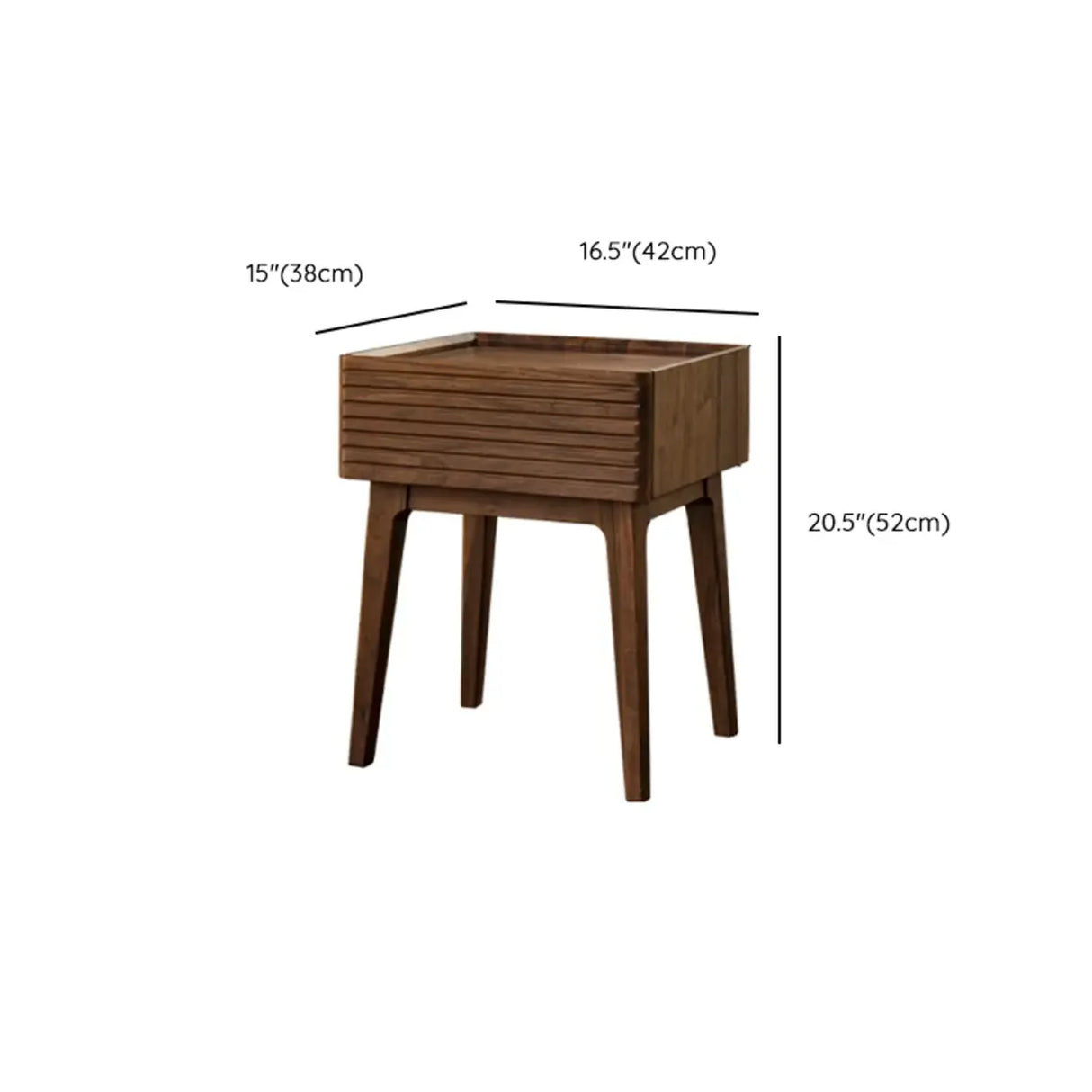 Mid-Century Wood Walnut Nightstand with Storage Drawer 