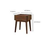 Mid-Century Wood Walnut Nightstand with Storage Drawer #size