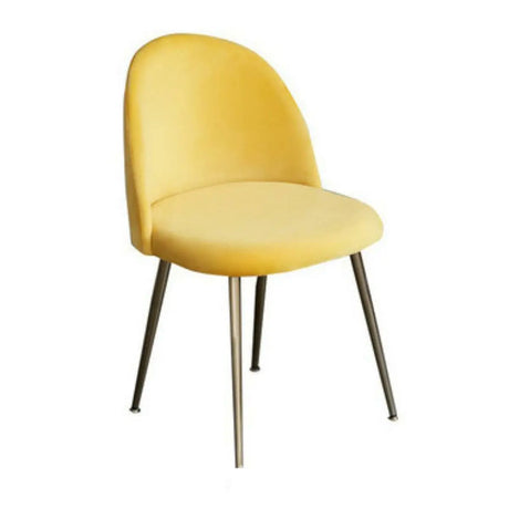 Mid-Century Yellow Ergonomic Velvet Fixed Arms Office Chair Image - 1