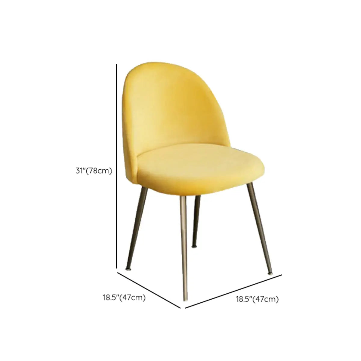 Mid-Century Yellow Ergonomic Velvet Fixed Arms Office Chair 