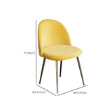 Mid-Century Yellow Ergonomic Velvet Fixed Arms Office Chair #size