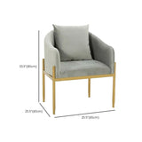 Mid-Century Yellow Ergonomic Velvet Fixed Arms Office Chair Image - 11