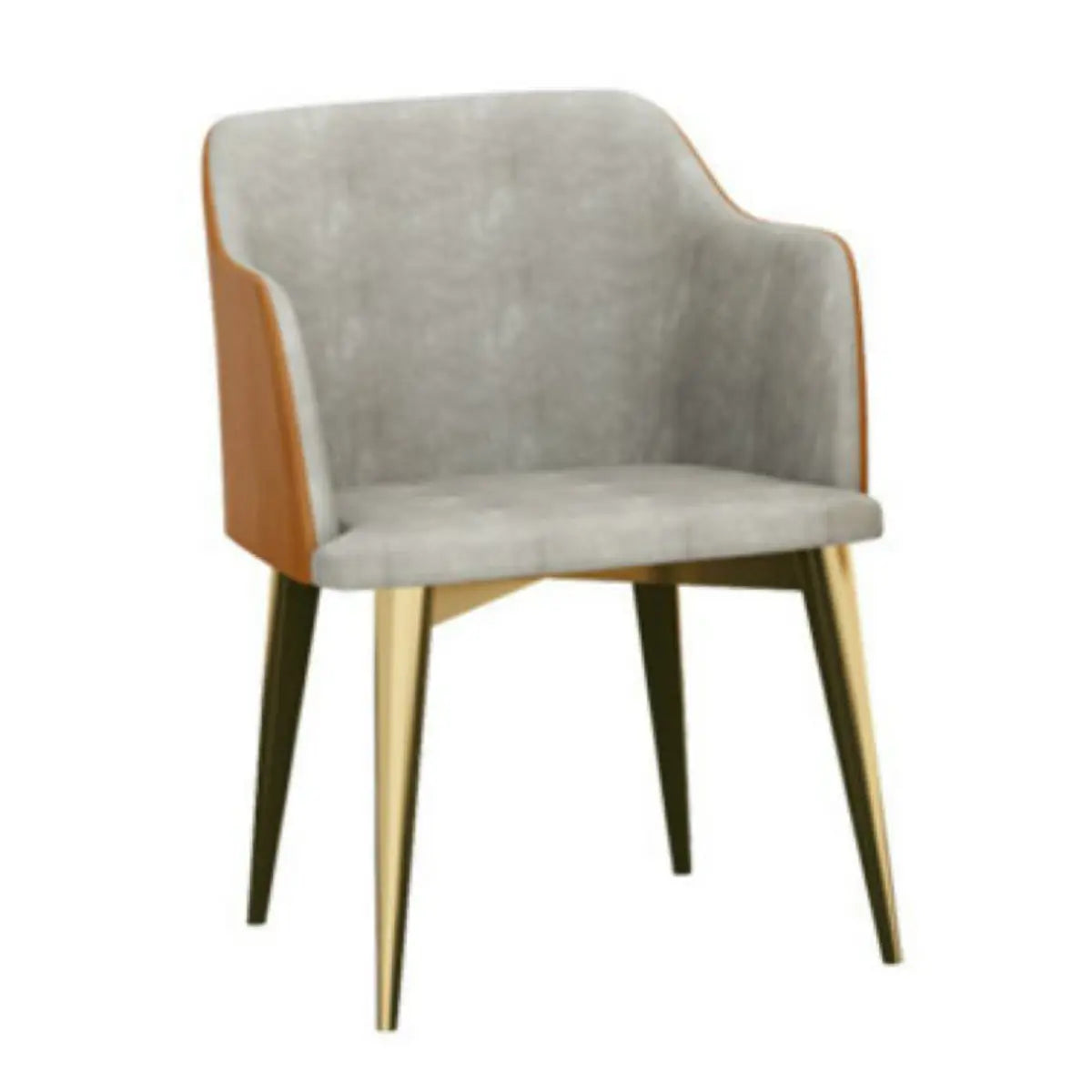 Mid-Century Yellow Ergonomic Velvet Fixed Arms Office Chair Image - 3