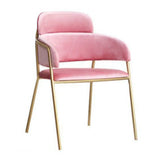 Mid-Century Yellow Ergonomic Velvet Fixed Arms Office Chair Image - 6