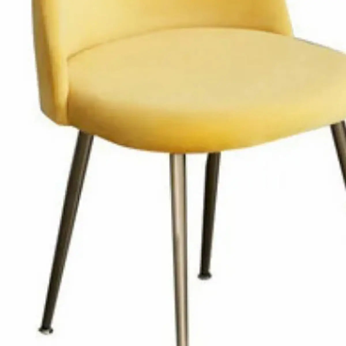 Mid-Century Yellow Ergonomic Velvet Fixed Arms Office Chair Image - 7