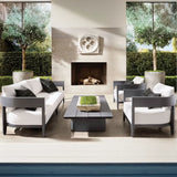 Mildew Resistant Modular Metal Beige Patio Sofa Set Image - 4