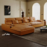 Milk Cocoa Leather L-Shape Left Corner Sectional Image - 2