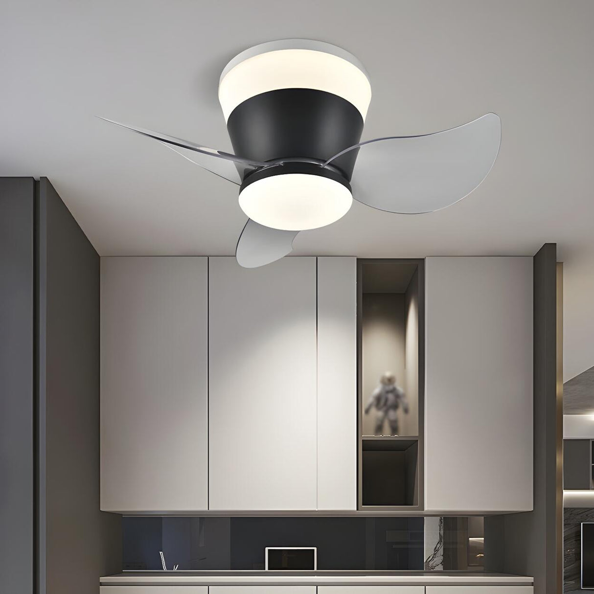 Mini 3 Clear Blade Cone Recessed Ceiling Fan with Light Image - 2