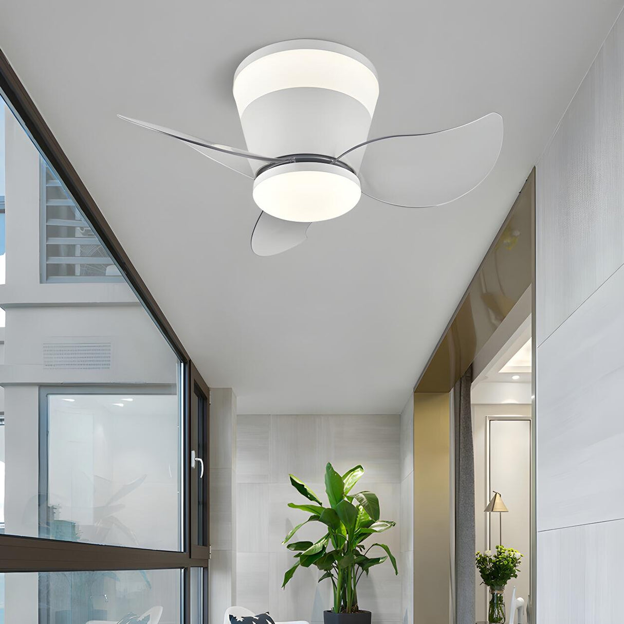 Mini 3 Clear Blade Cone Recessed Ceiling Fan with Light Image - 5