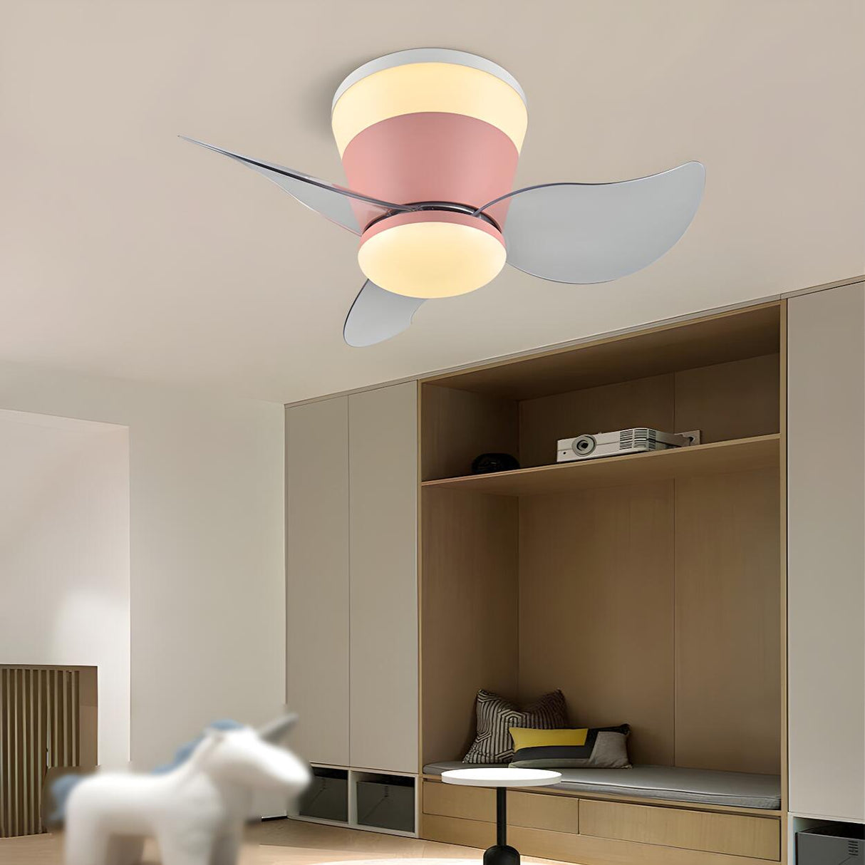 Mini 3 Clear Blade Cone Recessed Ceiling Fan with Light Image - 7
