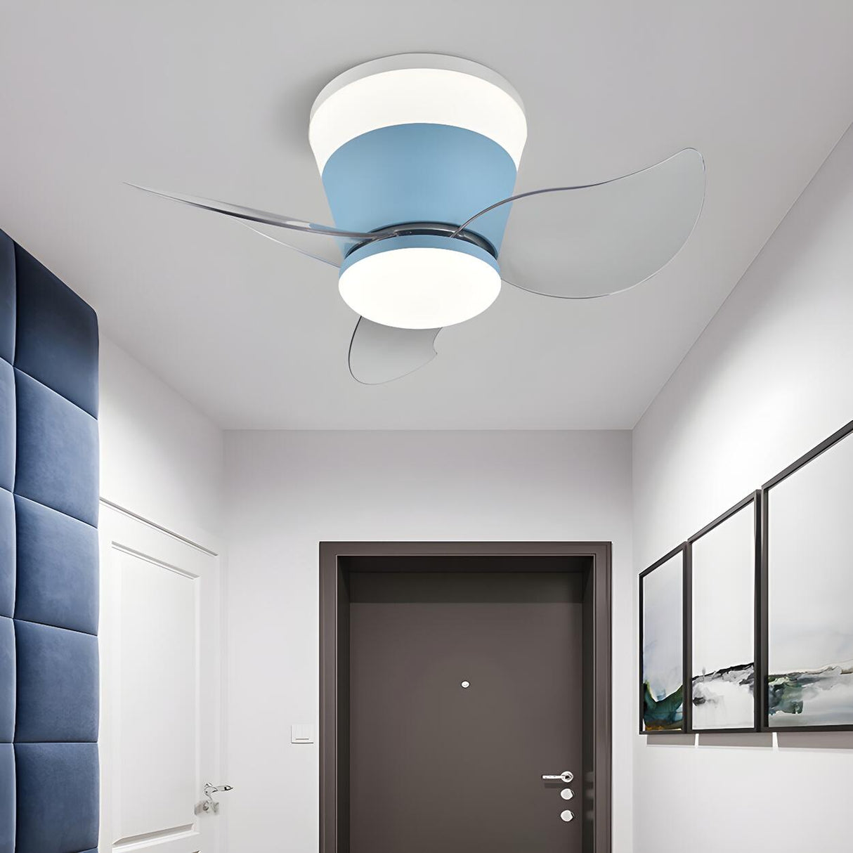 Mini 3 Clear Blade Cone Recessed Ceiling Fan with Light Image - 9