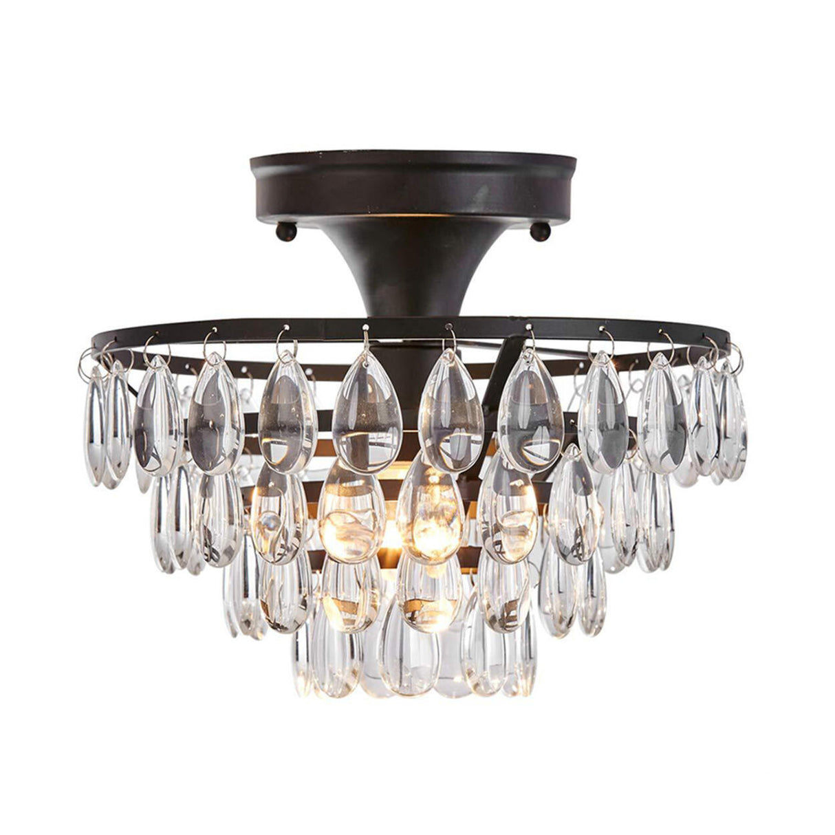 Mini 4-Layer Teardrop Crystal Semi-Flush Mount Light Image - 3