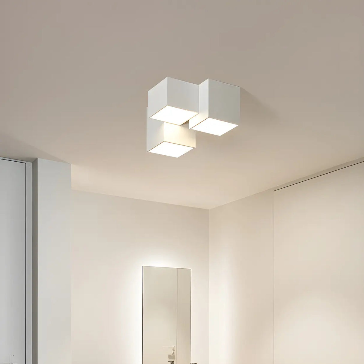 Mini Black Three Cube Dimmable LED Flush Mount Light Image - 2