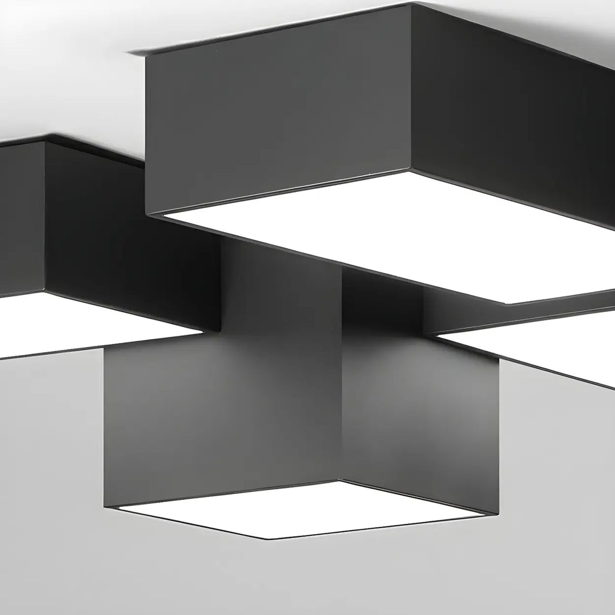 Mini Black Three Cube Dimmable LED Flush Mount Light Image - 4