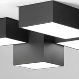 Mini Black Three Cube Dimmable LED Flush Mount Light Image - 4