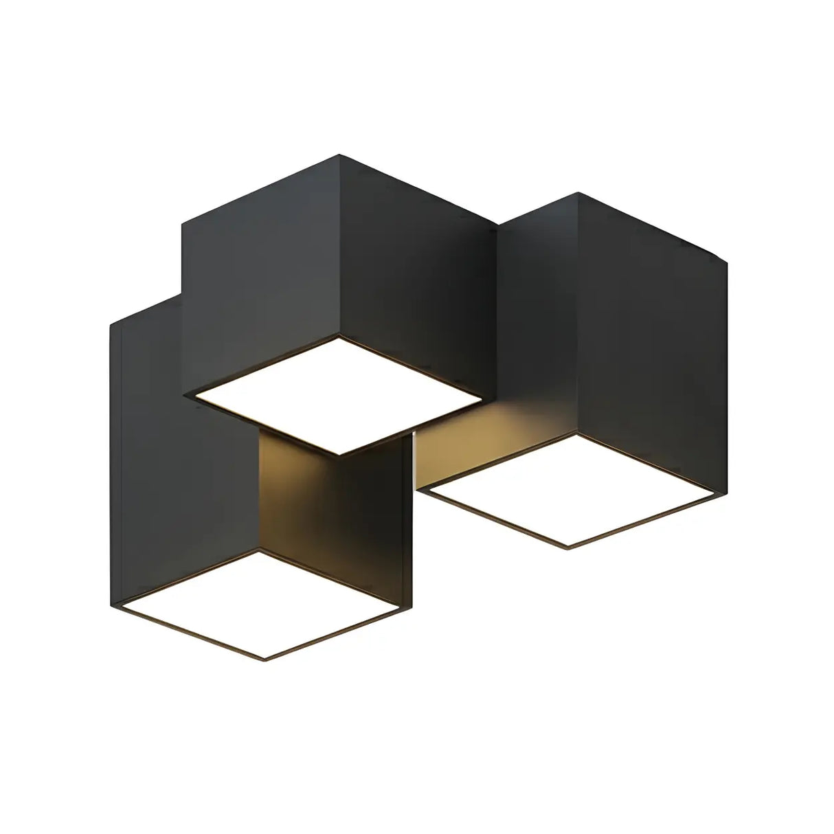 Mini Black Three Cube Dimmable LED Flush Mount Light Image - 5