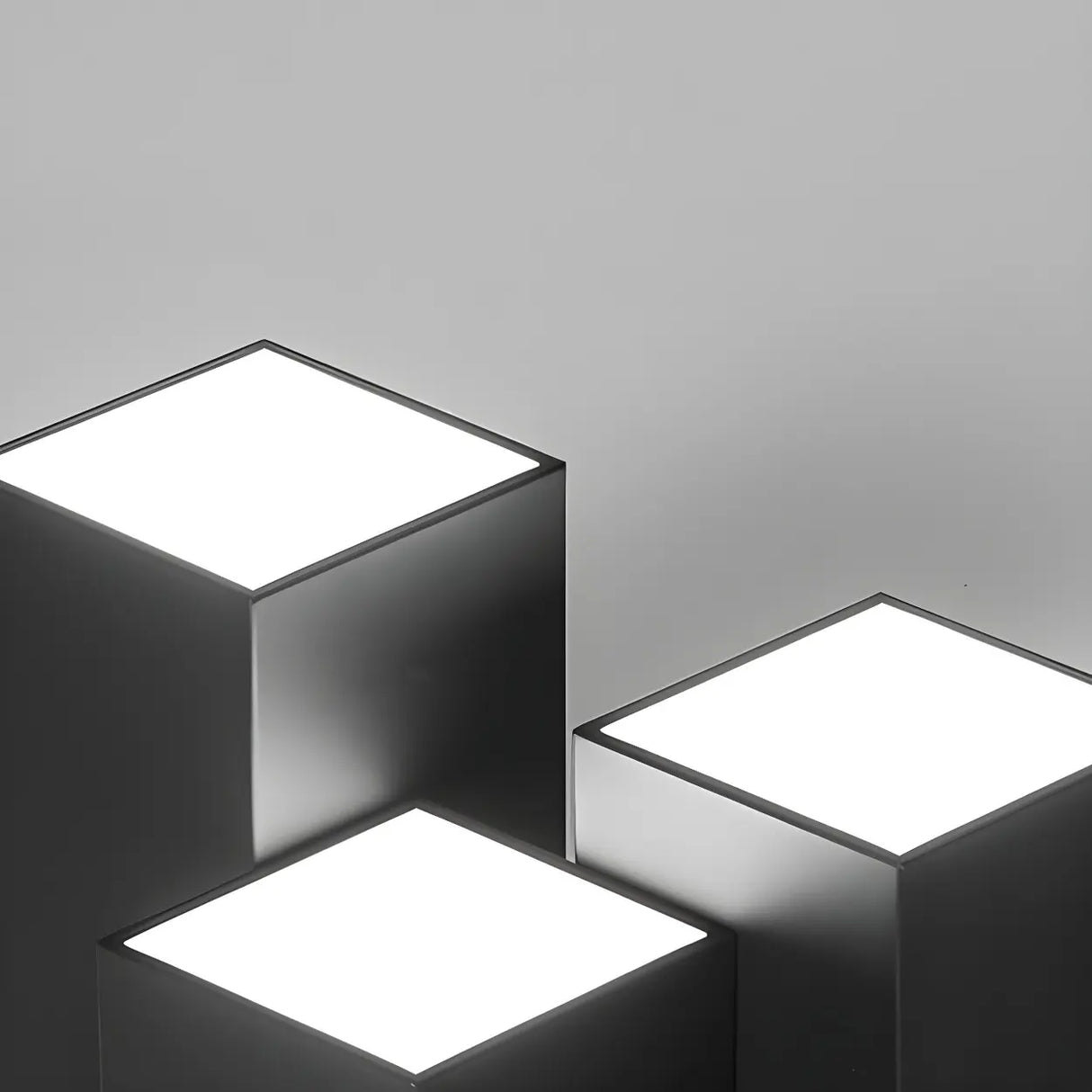 Mini Black Three Cube Dimmable LED Flush Mount Light Image - 7