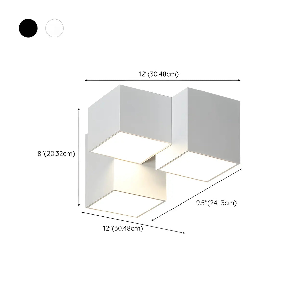 Mini Black Three Cube Dimmable LED Flush Mount Light 