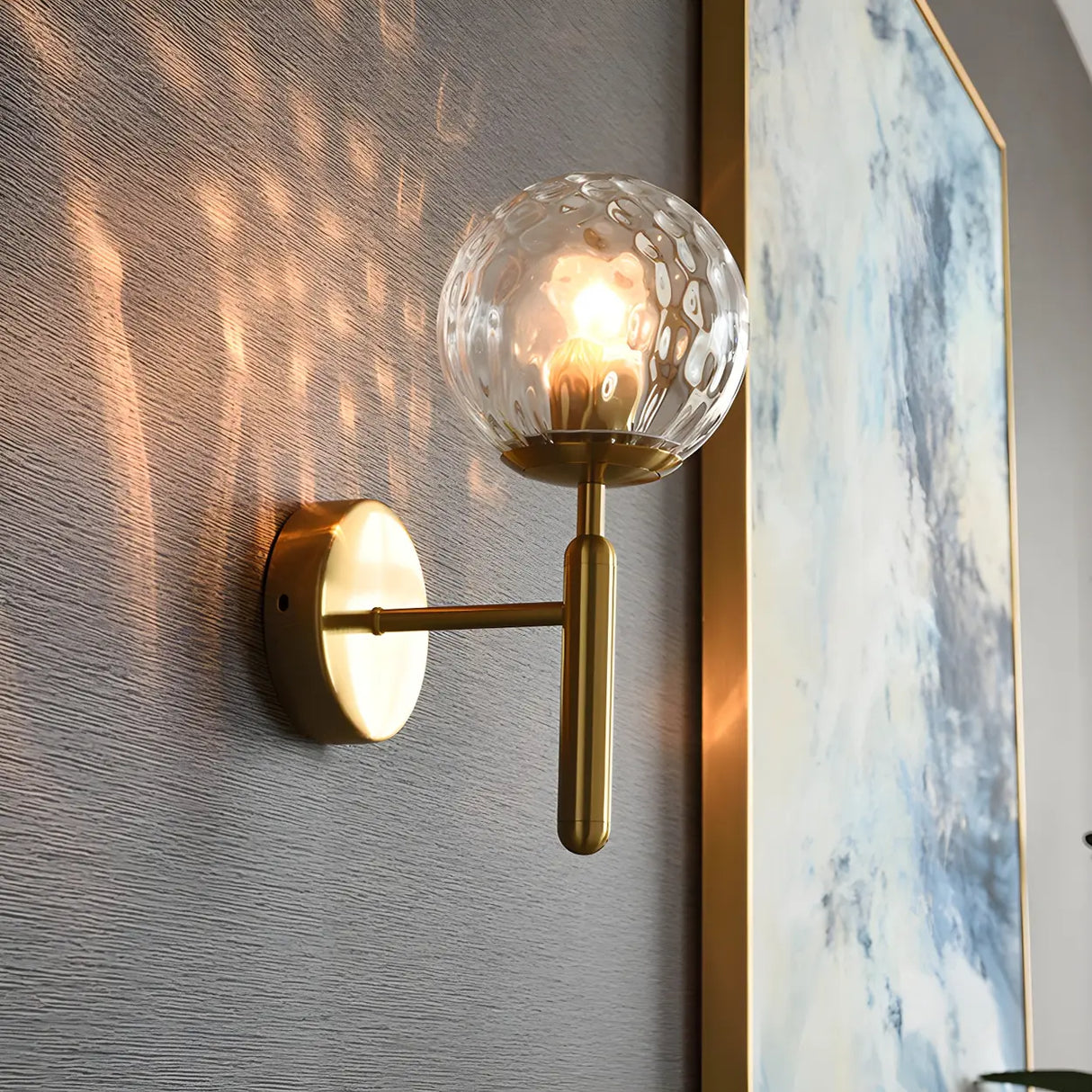 Mini Simple Glass Globe Black Finish Wall Vanity Light Image - 7