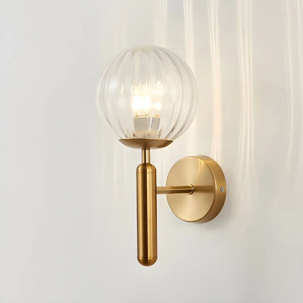 Mini Simple Glass Globe Black Finish Wall Vanity Light Image - 8