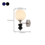 Mini White Glass Globe Wall Sconce with Pull Chain #size