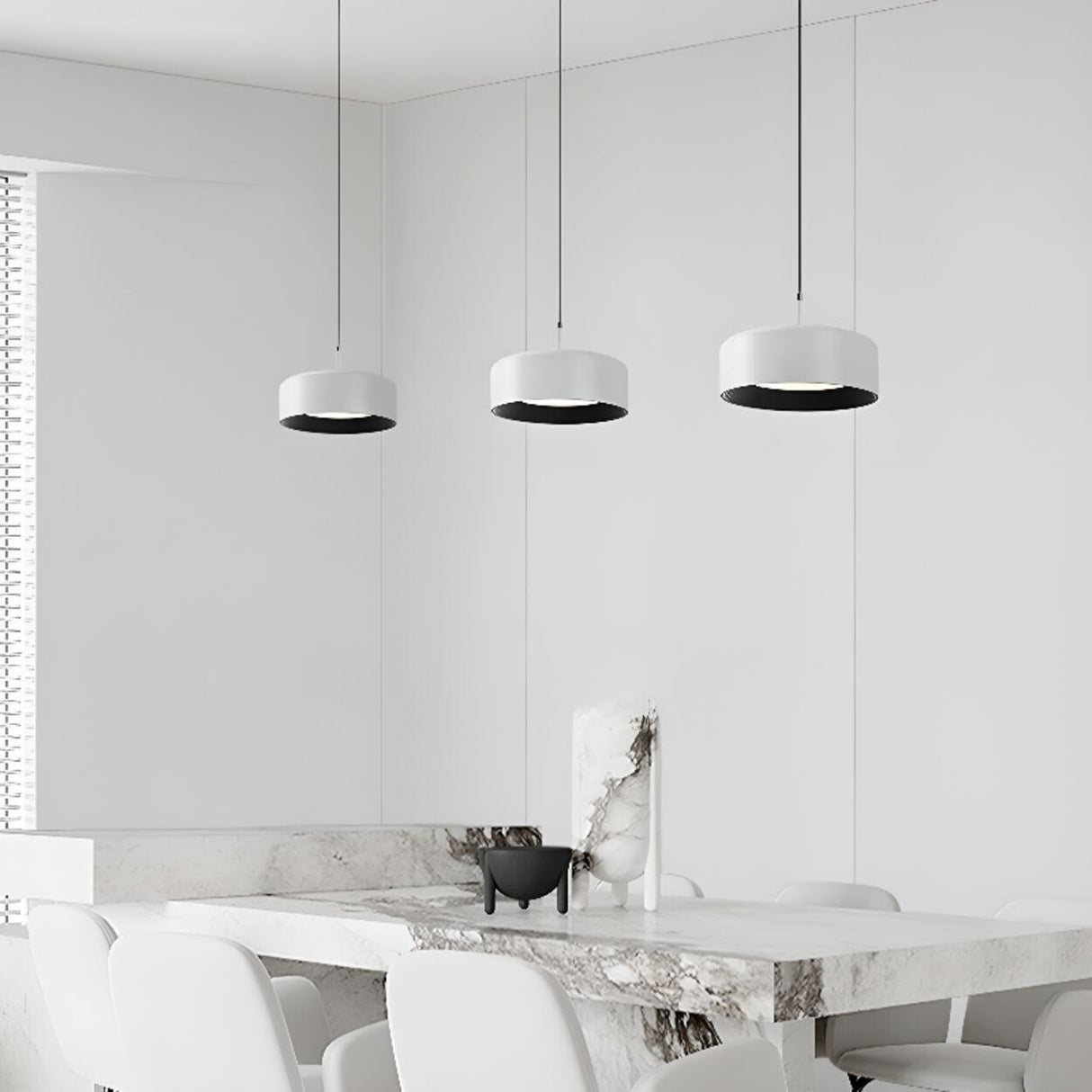Minimalist 3-Light Cylinder Black Pendant Light Image - 10
