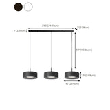 Minimalist 3-Light Cylinder Black Pendant Light #size