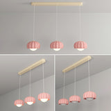Minimalist 3 Lights Pink Dome Resin Pendant Light Image - 12