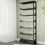 Minimalist 6-Tier Steel Rectangular Standard Bookcase Image - 12