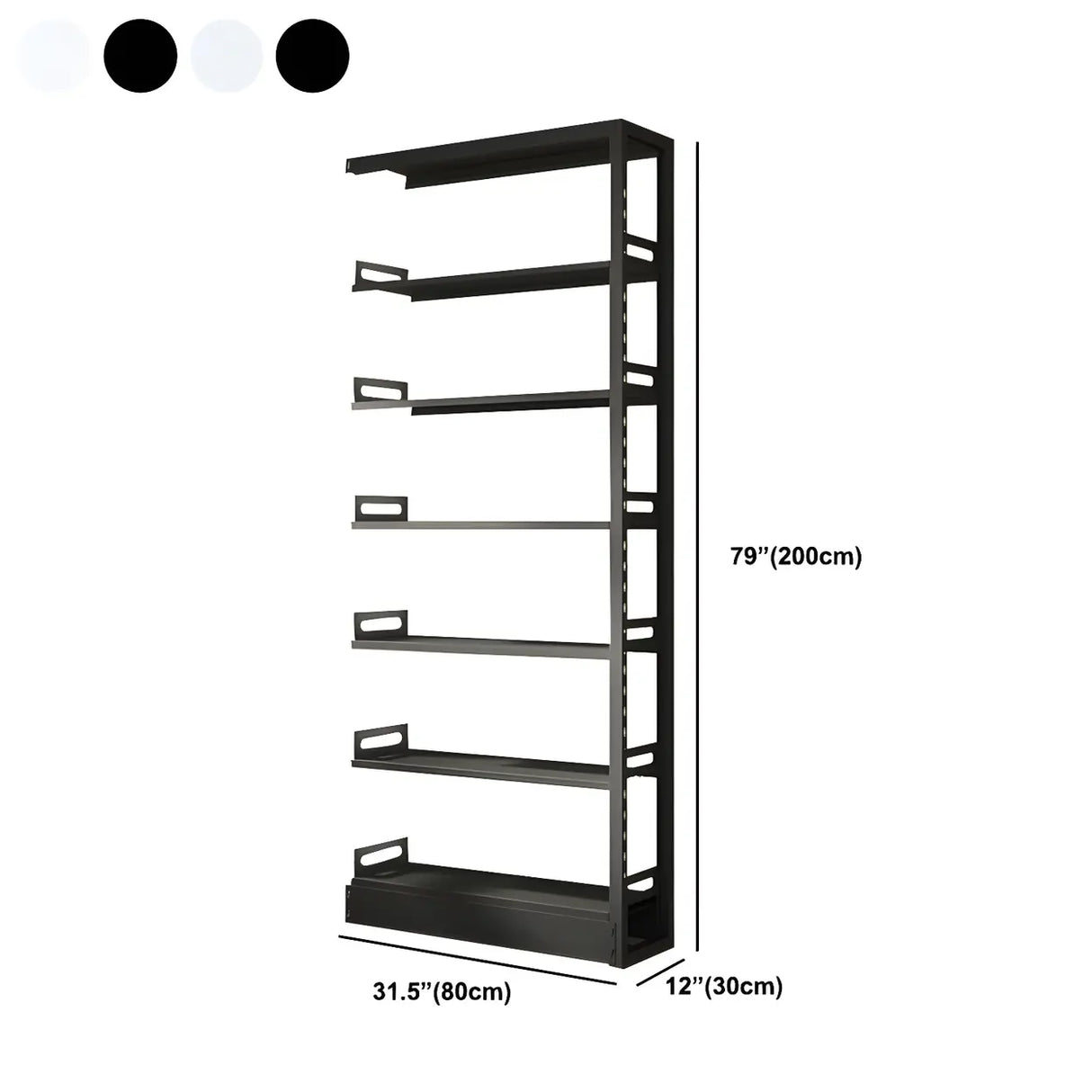 Minimalist 6-Tier Steel Rectangular Standard Bookcase Image - 30