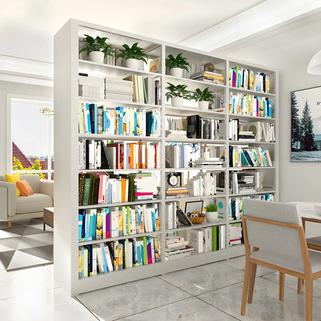 Minimalist 6-Tier Steel Rectangular Standard Bookcase Image - 7