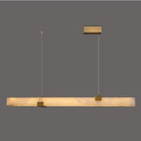 Minimalist Alabaster Slim Linear Pendant Island Light Image - 3